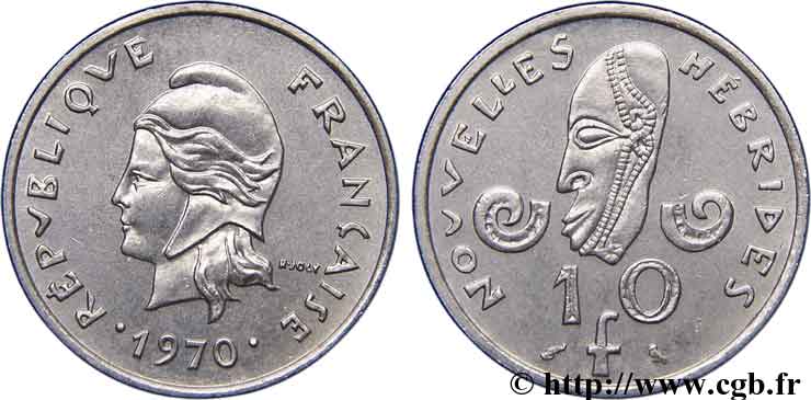 NOUVELLES HÉBRIDES (VANUATU depuis 1980) 10 Francs 1970 Paris SUP 