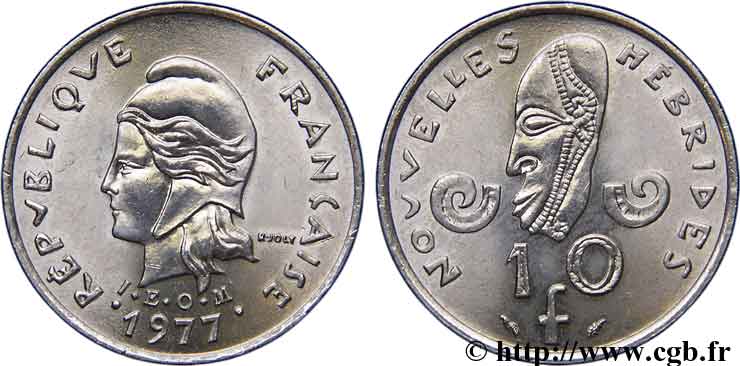NOUVELLES HÉBRIDES (VANUATU depuis 1980) 10 Francs 1977 Paris SPL 
