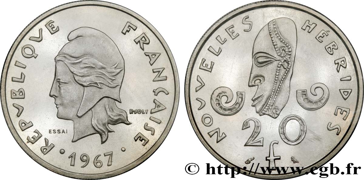 NUEVAS HÉBRIDAS (VANUATU desde 1980) Essai de 20 Francs 1967 Paris FDC 