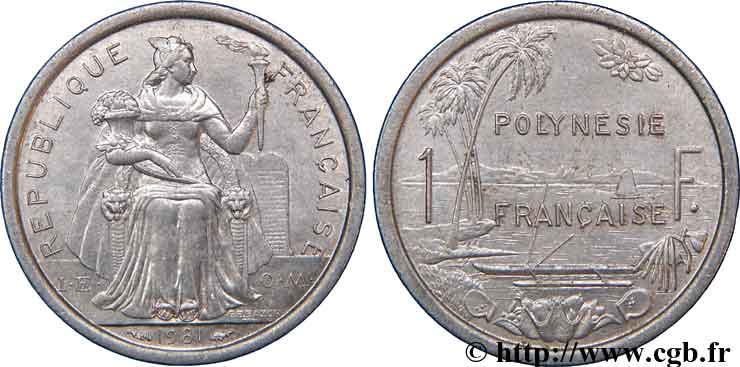 POLYNÉSIE FRANÇAISE 1 Franc I.E.O.M.  1981 Paris TTB+ 