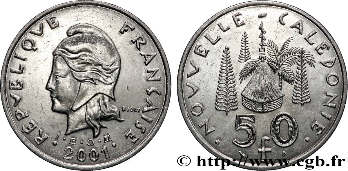 NEW CALEDONIA 50 Francs I.E.O.M Marianne 2001 Paris MS