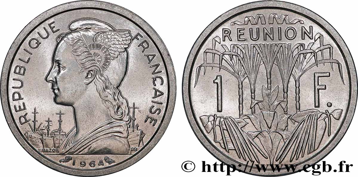 REUNION INSEL 1 Franc Marianne / canne à sucre 1964 Paris fST