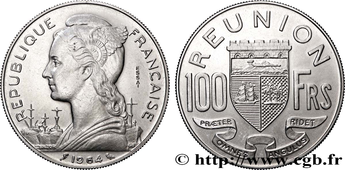 REUNION ISLAND 100 Francs Essai 1964 Paris MS