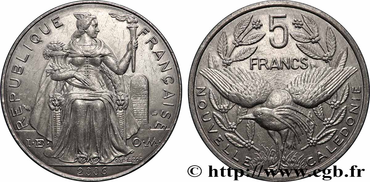 NUEVA CALEDONIA 5 Francs I.E.O.M. 2006 Paris EBC
