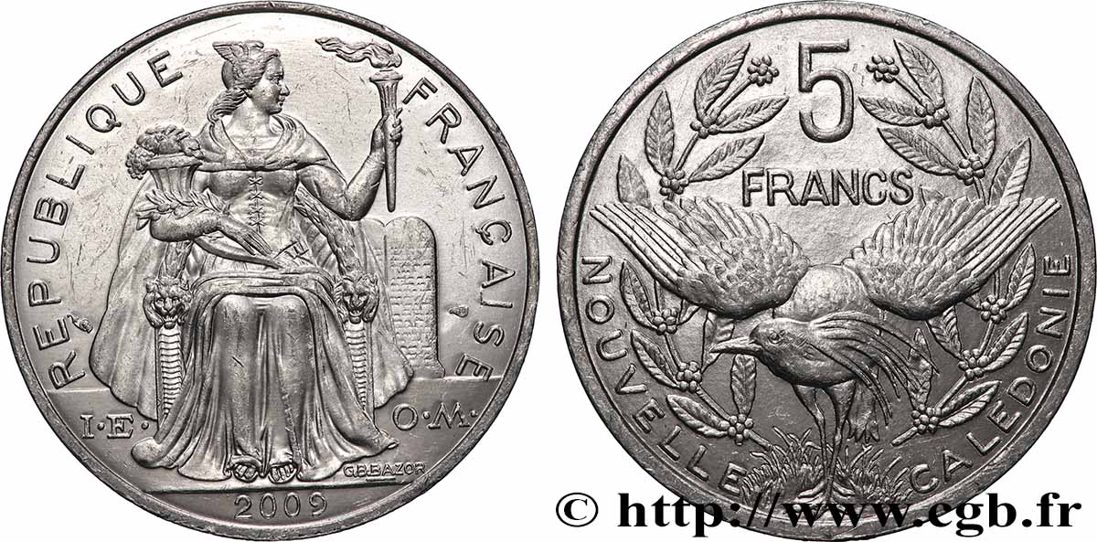 NEUKALEDONIEN 5 Francs I.E.O.M. 2009 Paris VZ