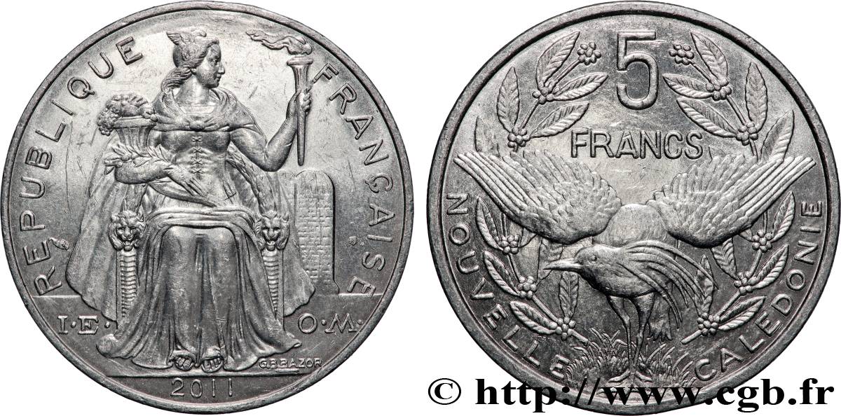 NOUVELLE CALÉDONIE 5 Francs I.E.O.M. 2011 Paris SUP