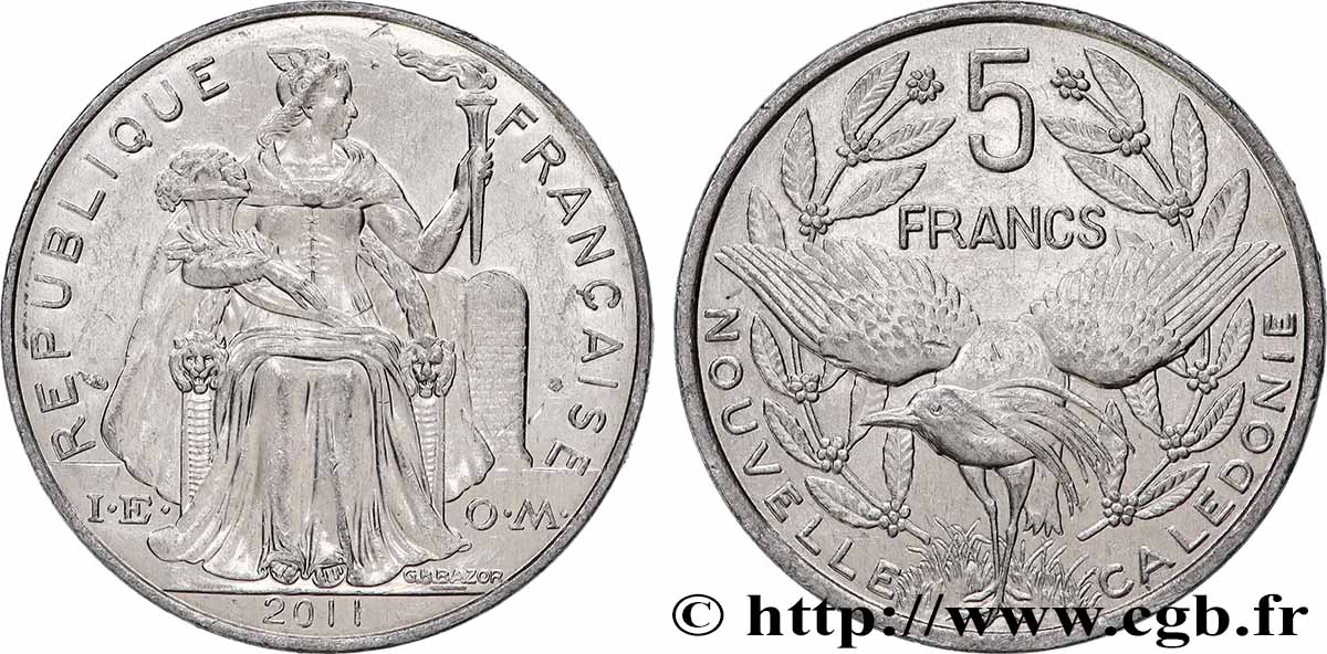 NEW CALEDONIA 5 Francs I.E.O.M. 2011 Paris AU