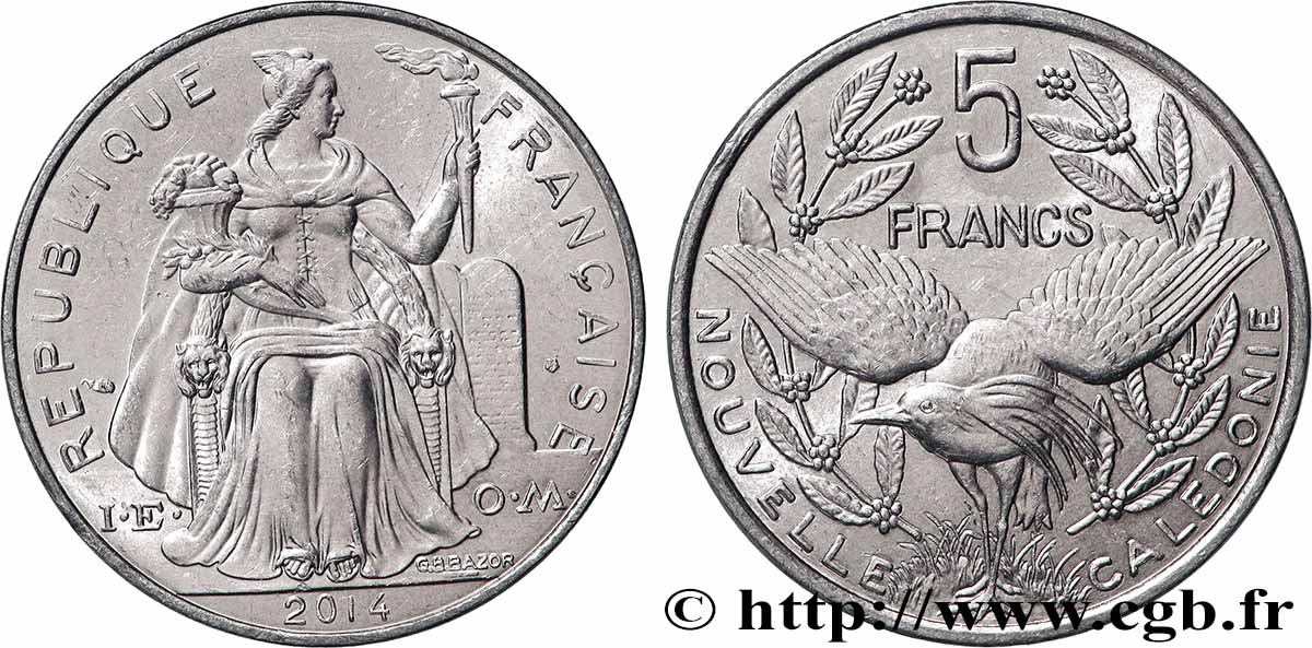 NOUVELLE CALÉDONIE 5 Francs I.E.O.M. 2014 Paris SUP