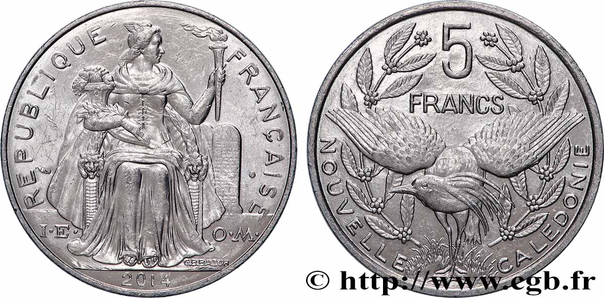 NEW CALEDONIA 5 Francs I.E.O.M. 2014 Paris AU