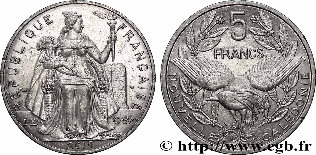 NEUKALEDONIEN 5 Francs I.E.O.M. 2016 Paris VZ