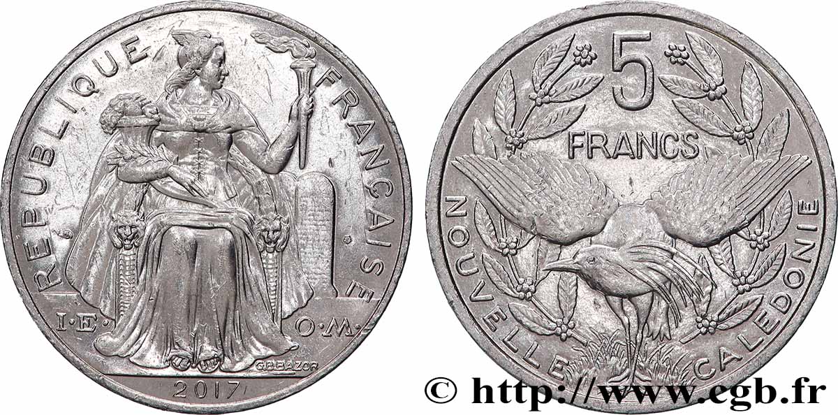 NUOVA CALEDONIA 5 Francs I.E.O.M. 2017 Paris SPL