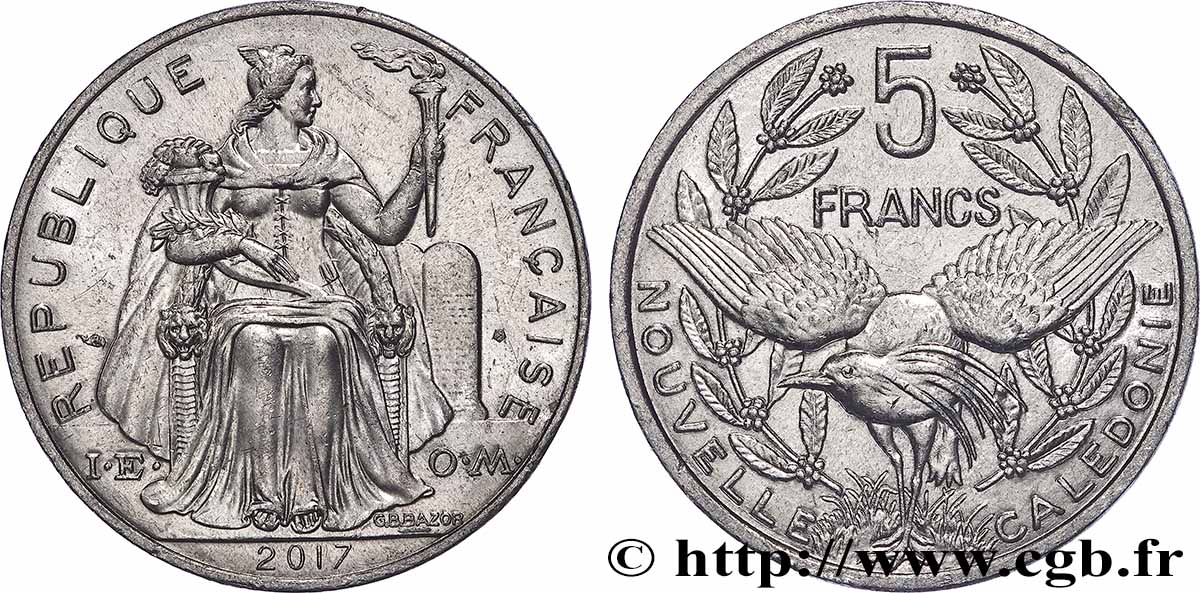 NEW CALEDONIA 5 Francs I.E.O.M. 2017 Paris AU