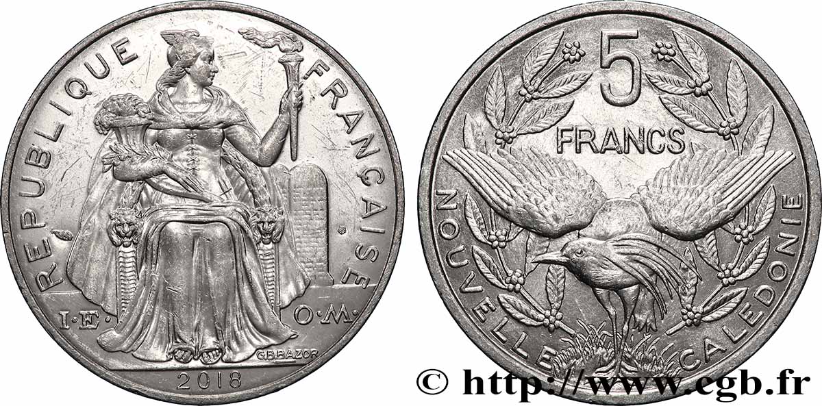 NEW CALEDONIA 5 Francs I.E.O.M. 2018 Paris AU
