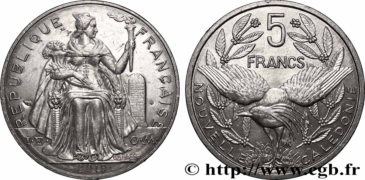 NUOVA CALEDONIA 5 Francs I.E.O.M. 2018 Paris SPL