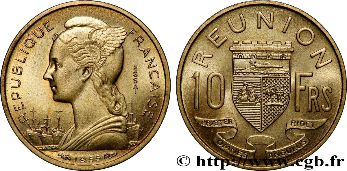 ÎLE DE LA RÉUNION Essai de 10 Francs 1955 Paris FDC