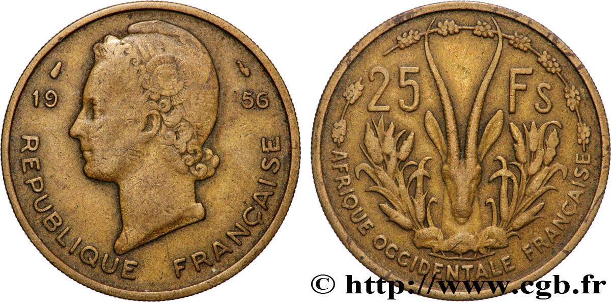 AFRIQUE OCCIDENTALE FRANÇAISE 25 Francs 1956 Paris TB+