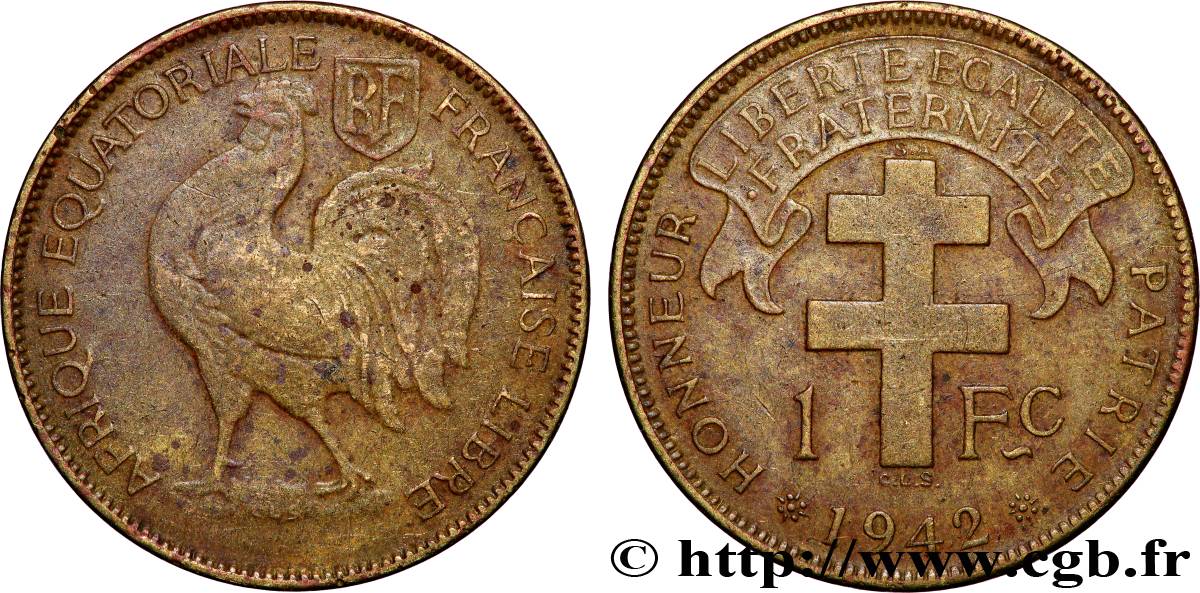 FRENCH EQUATORIAL AFRICA - FREE FRANCE  1 Franc 1942 Prétoria VF