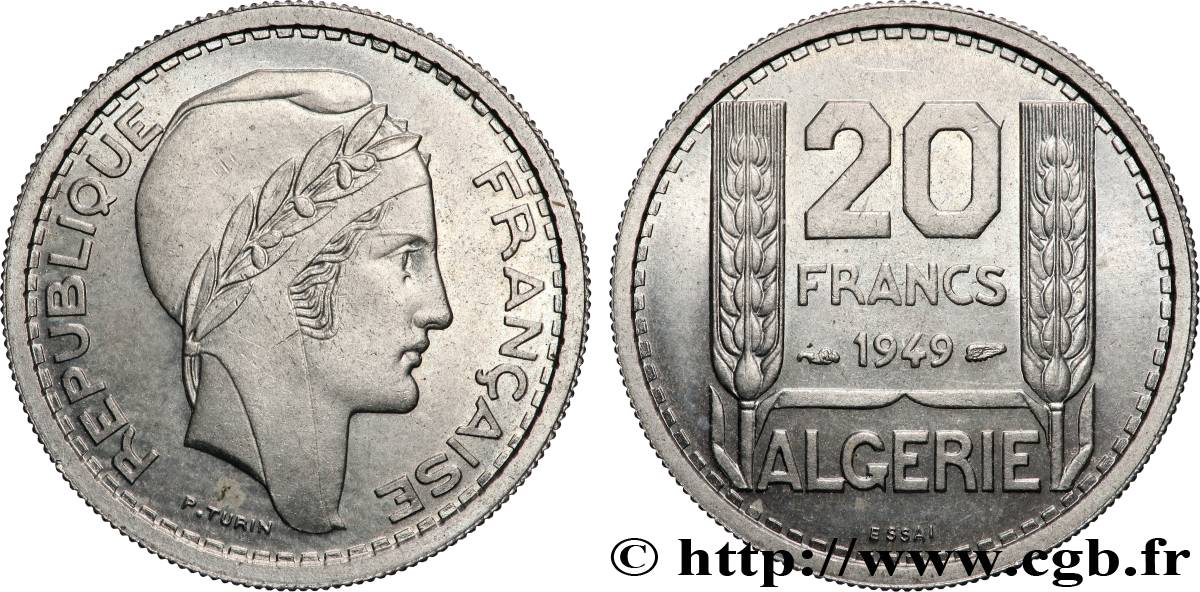 ALGERIA Essai 20 Francs Turin 1949 MS