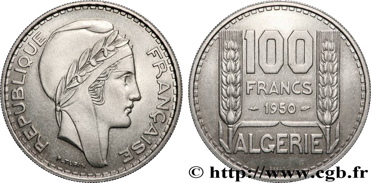 ALGERIA Essai 100 Francs Turin 1950 MS