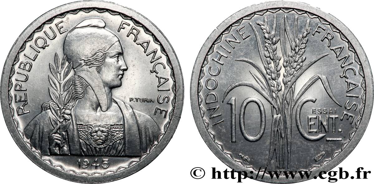 INDOCHINE FRANÇAISE Essai de 10 Centièmes 1945 Paris SPL
