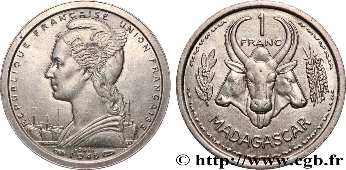 MADAGASCAR - Union française Essai de 1 Franc 1948 Paris SPL