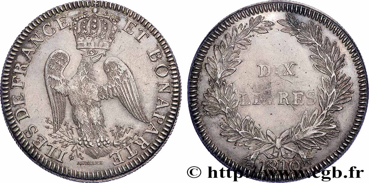 ÎLES DE FRANCE ET BOURBON - PREMIER EMPIRE - GÉNÉRAL DECAEN 1 Piastre (de 10 livres) Decaen 1810 Port-Louis SUP