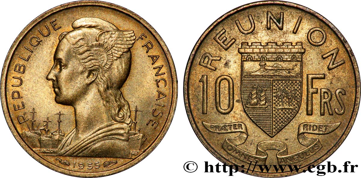 ÎLE DE LA RÉUNION 10 Francs 1955 Paris TTB
