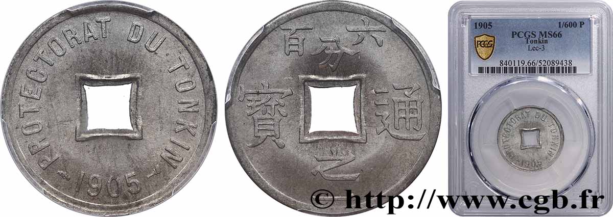 VIET NAM 1/600 de Piastre 1905 Paris MS66 PCGS