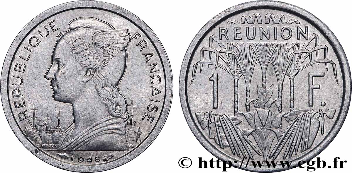REUNION INSEL 1 Franc 1948 Paris VZ