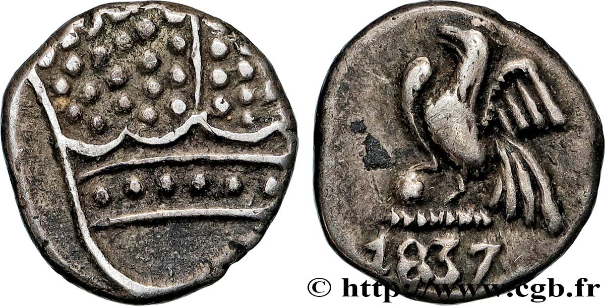 INDE FRANÇAISE 1 Fanon de Pondichéry 1837 Pondichéry TTB