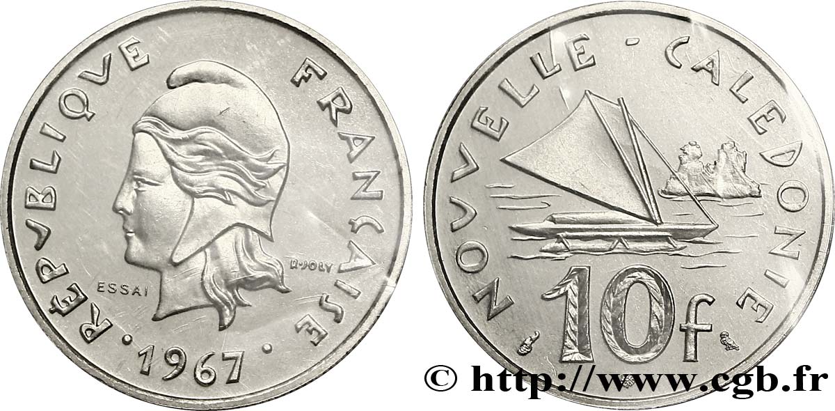 NEW CALEDONIA Essai de 10 Francs 1967 Paris MS 