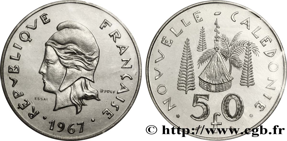 NEUKALEDONIEN Essai de 50 Francs 1967 Paris ST 