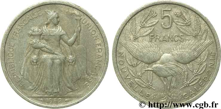 NOUVELLE CALÉDONIE 5 Francs 1952 Paris TB 
