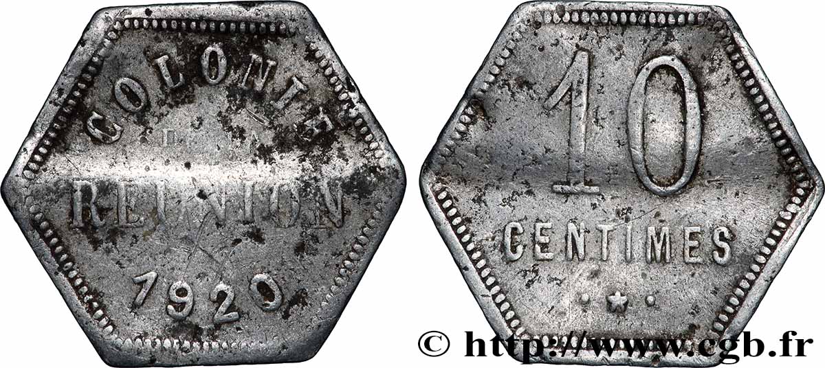 RÉUNION - III. REPUBLIK 10 Centimes 1920 S