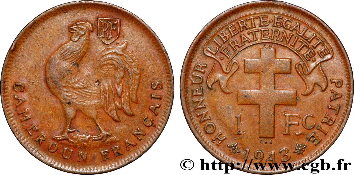 MADAGASKAR - Freie Französische Streitkräfte 1 Franc 1943 Prétoria SS