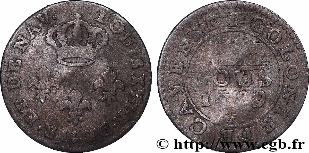 FRANZÖSISCHE-GUAYANA 2 Sous colonie de Cayenne 2e type 1789 Paris - A fS