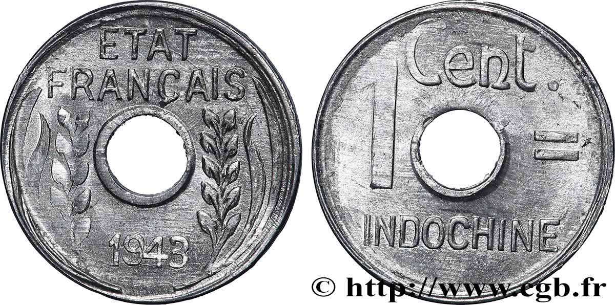 INDOCHINA 1 Centième 1943 Hanoï EBC
