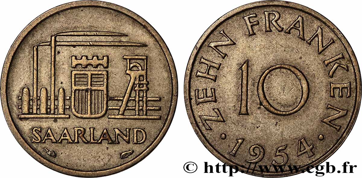 SAARLAND 10 Franken 1954 Paris SS