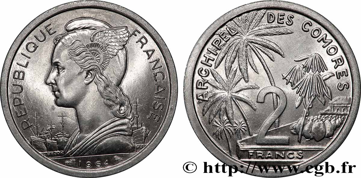 COMORES - Archipel 2 Francs 1964 Paris SPL