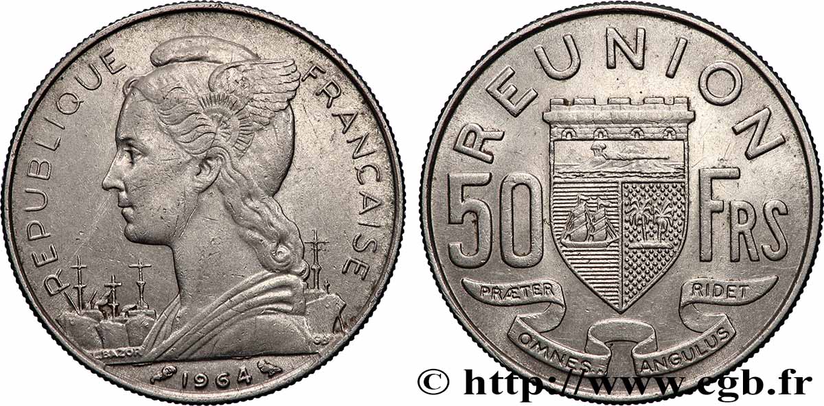 ÎLE DE LA RÉUNION 50 Francs 1964 Paris TTB+