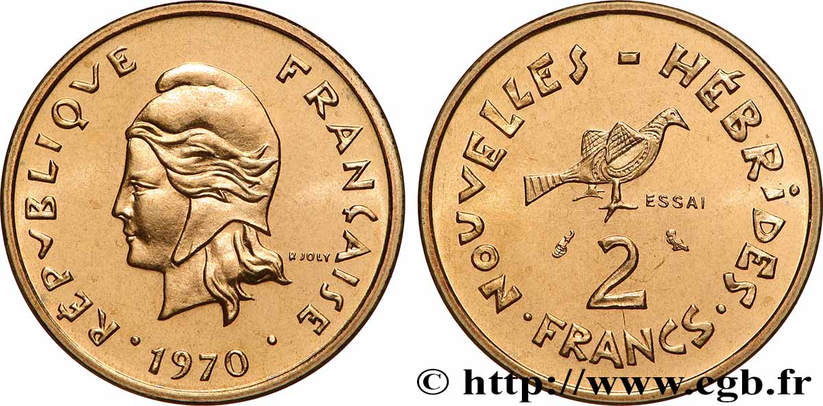 NEUE HEBRIDEN (VANUATU ab 1980) Essai de 2 Francs 1970 Paris fST