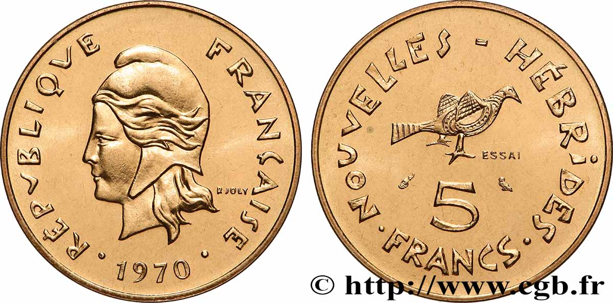 NEUE HEBRIDEN (VANUATU ab 1980) Essai de 5 Francs 1970 Paris fST