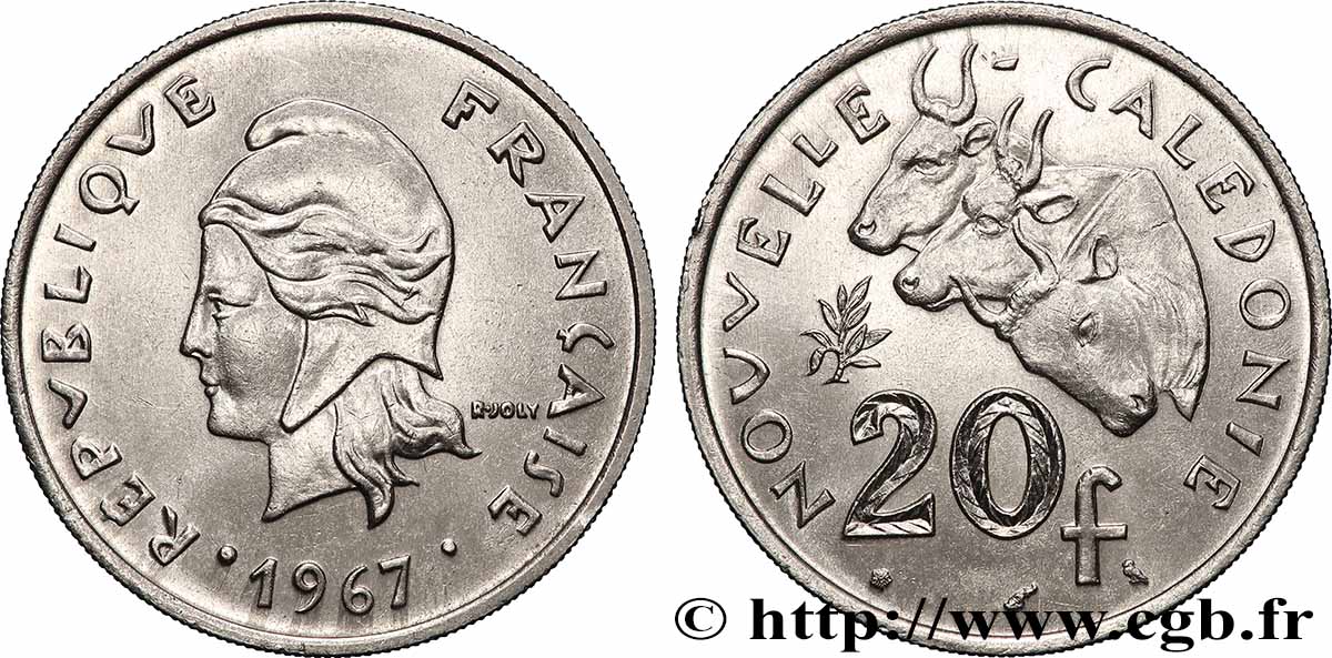 NEW CALEDONIA 20 Francs Marianne 1967 Paris AU