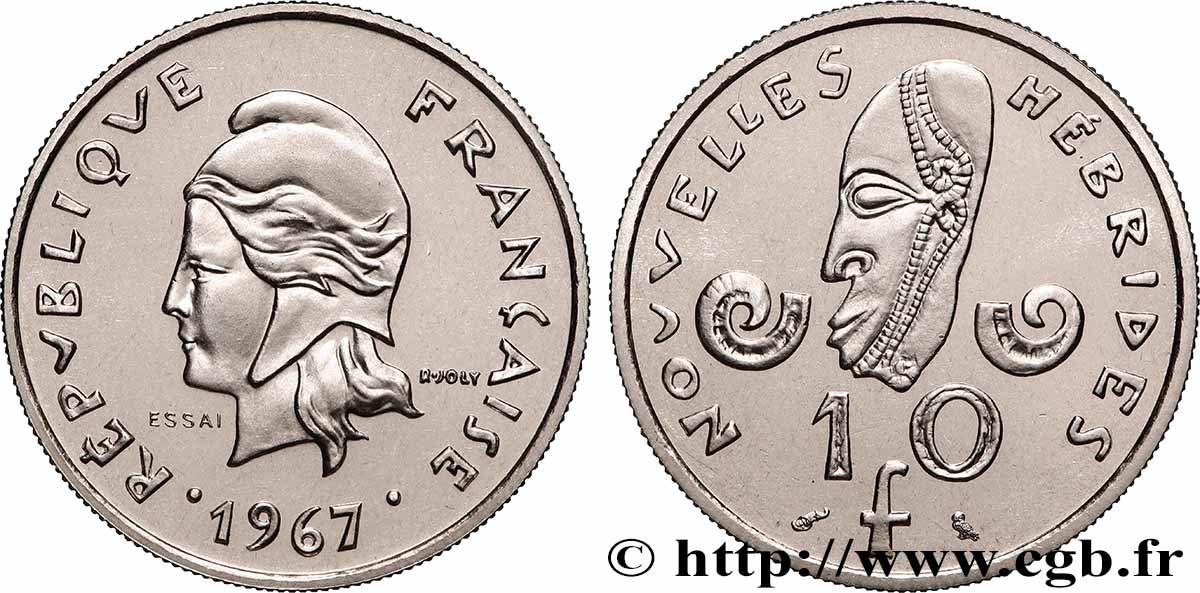 NEUE HEBRIDEN (VANUATU ab 1980) Essai de 10 Francs 1967 Paris fST
