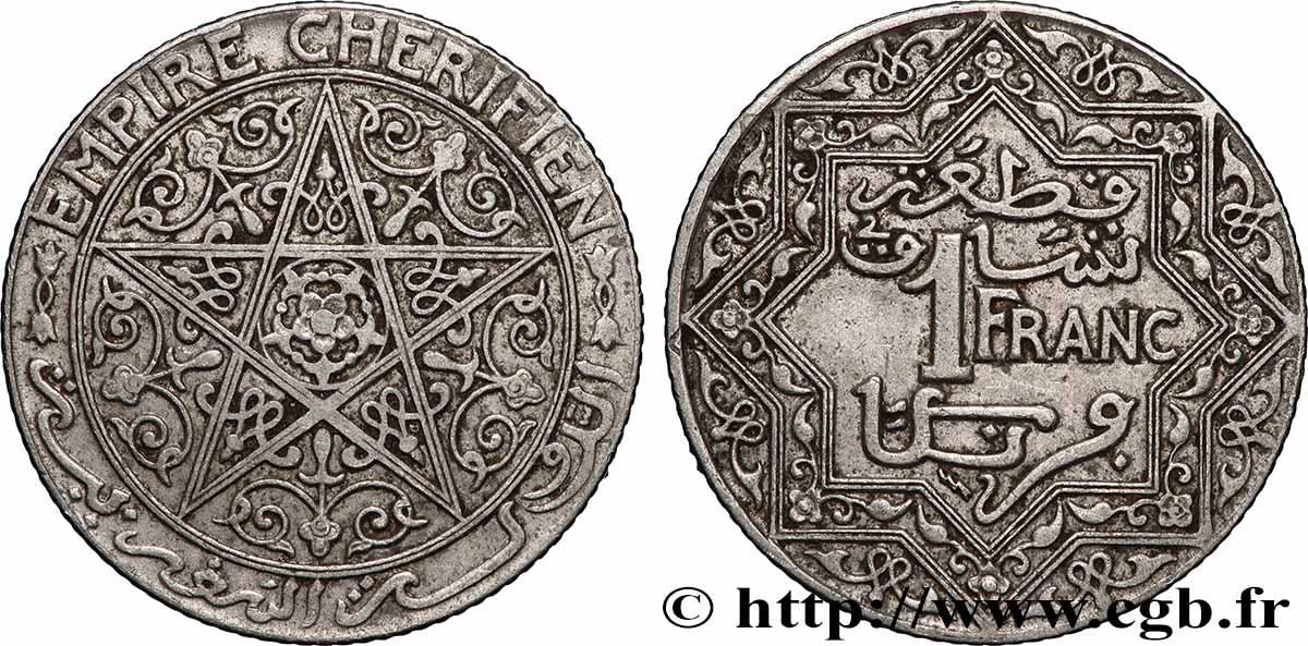 MAROC 1 Franc Empire Chérifien - Maroc N.D. Poissy TTB
