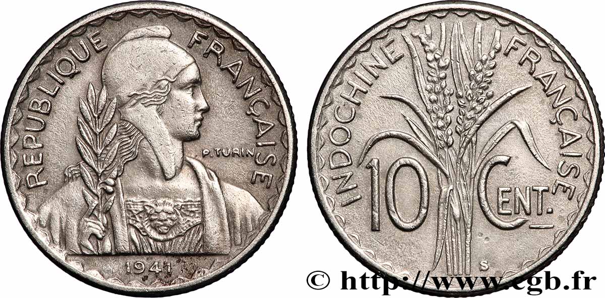 INDOCHINA 10 Centièmes 1941 San Francisco MBC