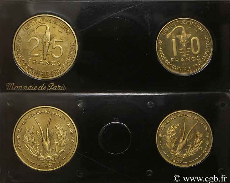 FRENCH WEST AFRICA - TOGO Boîte d’essais de 10 et 25 Francs ESSAI 1957 Paris MS 