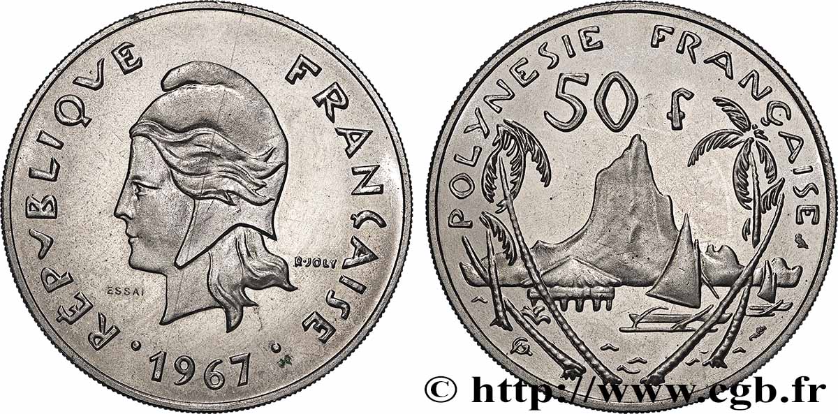FRENCH POLYNESIA Essai de 50 Francs Marianne 1967 Paris AU
