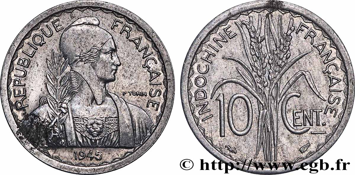 FRANZÖSISCHE-INDOCHINA 10 Centièmes 1945 Paris SS
