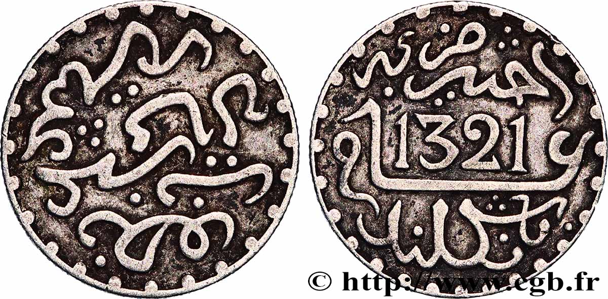 MAROKKO 1/2 Dirham Abdul Aziz I an 1321 1903 Londres SS